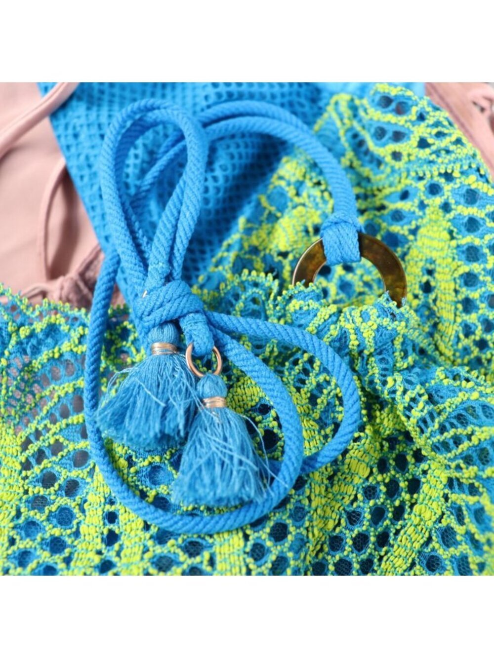 Savage X Fenty Stranded In Lace Halter Bralette & Panty Set Surf Blue - 1X/XL - Picture 8 of 14